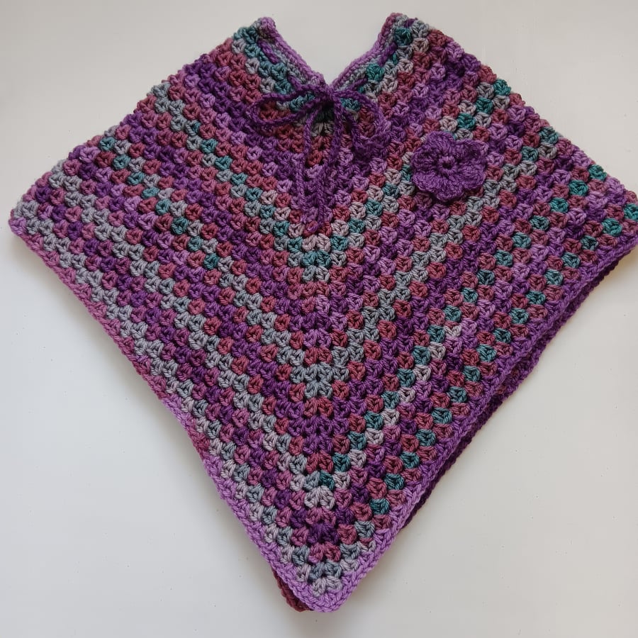Crochet Child's Poncho (Rustic Purple) - adorable outerwear!