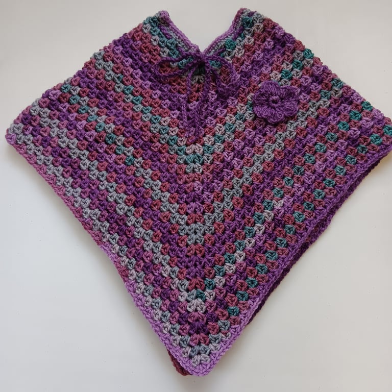 Crochet Child's Poncho (Rustic Purple) - adorable outerwear!