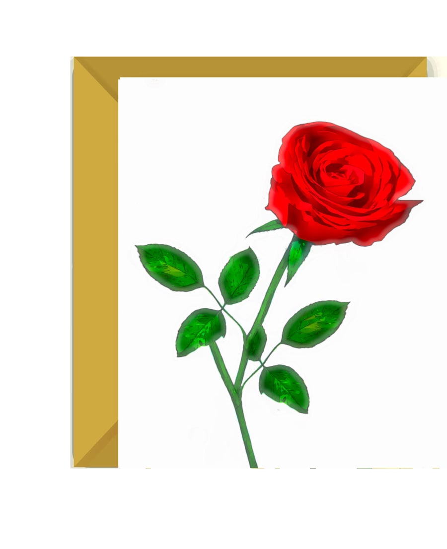 Single Red Rose, Greeting Card