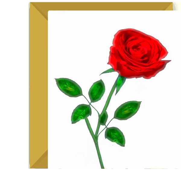 Single Red Rose, Greeting Card