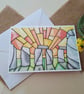 Stonehenge Solstice Card: Pagan Stained Glass Style Sunrise