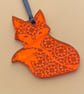 Orange mirrored acrylic fox decoration