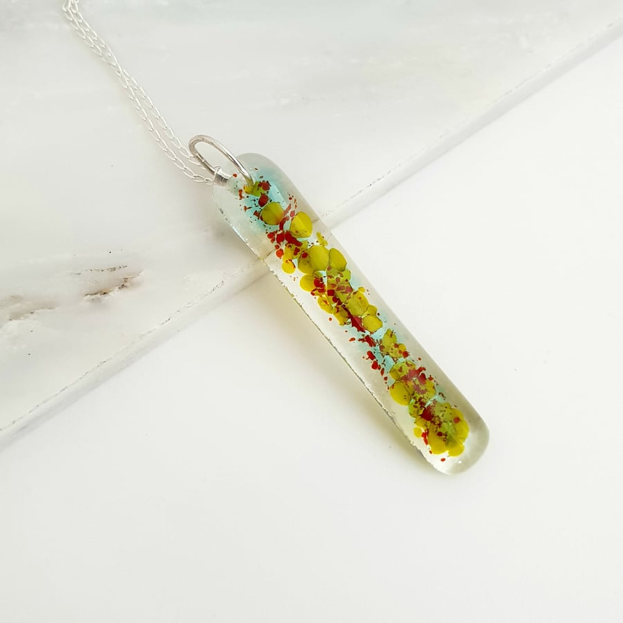 Fused Glass Speckled Necklace Pendant