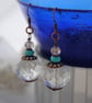 Turquoise crystal copper earrings - Image 1