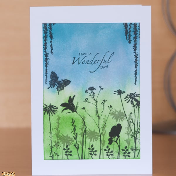 Wonderful Day Wildflowers handmade hand-stamped card