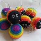 BeeBow - needle-felted rainbow bee hanging decoration (charity donation)
