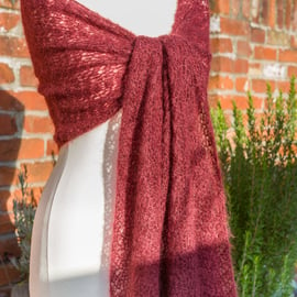 Party shawl in red coloured crochet lace - perfect party season cover up