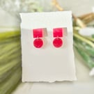 Pink Geometric Acrylic Earrings