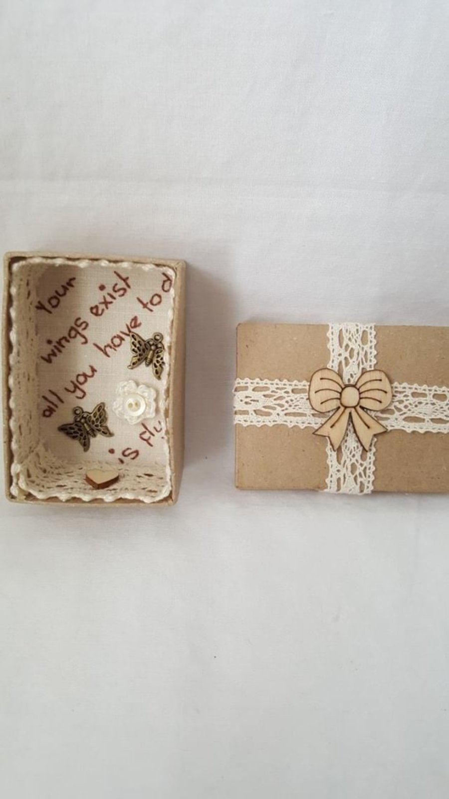 small miniature art diorama with a message 'your wings exist....