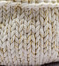 Hand Knitted cotton bowl - cream with gold thread - Image 3