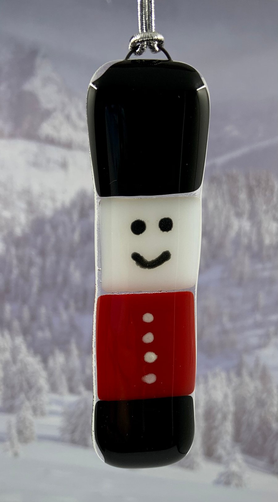 Handmade Fused Glass Soldier Hanging Christmas Decoration 