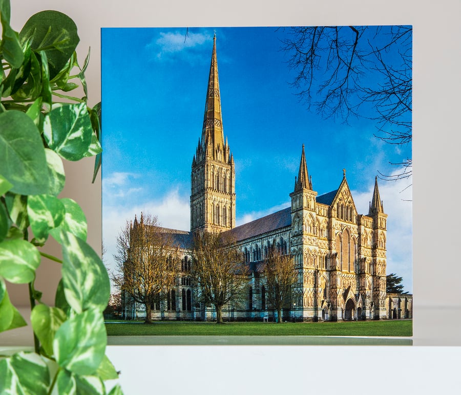  Salisbury Cathedral Wiltshire Blank Greetings Card tallest spire Gothic church 