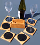 Handcrafted Cherry Wood Coasters - Set of 6 with Matching Stand