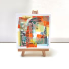 Small Abstract Art Painting Collage, Original work on canvas 