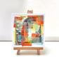 Small Abstract Art Painting Collage, Original work on canvas 