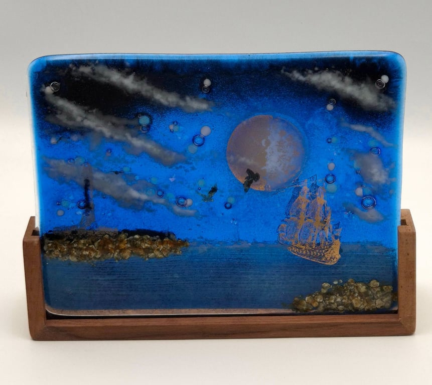 Ghost Ship Fused Glass Panel