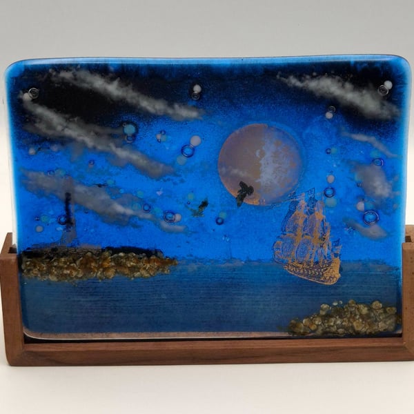 Ghost Ship Fused Glass Panel
