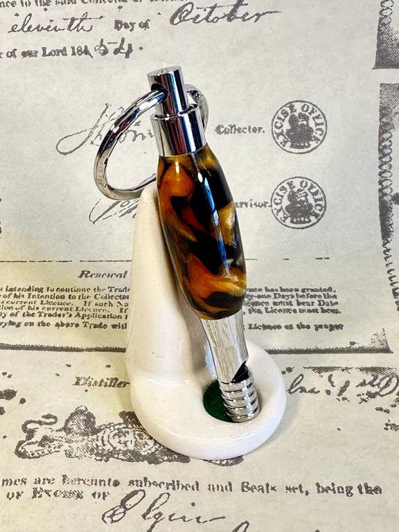 Chrome, Orange & Black Whistle Keyring