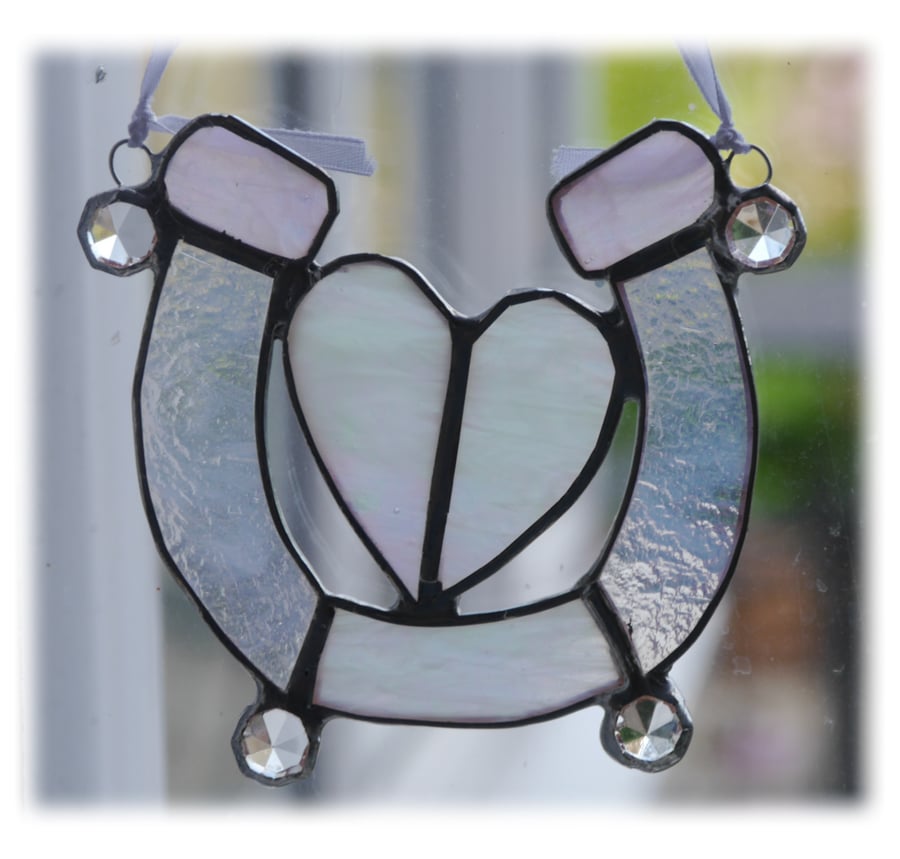  Wedding Horseshoe Heart Stained Glass Suncatcher 005