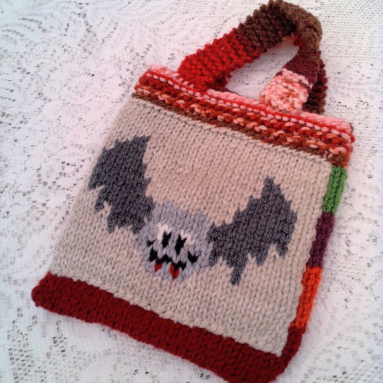 Halloween Trick or Treat Swag Bags, Child's Knitted Bag, Child's Bag, Halloween