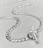 Oxidised or polished sterling silver heavy curb chain unique T bar necklace - Image 1