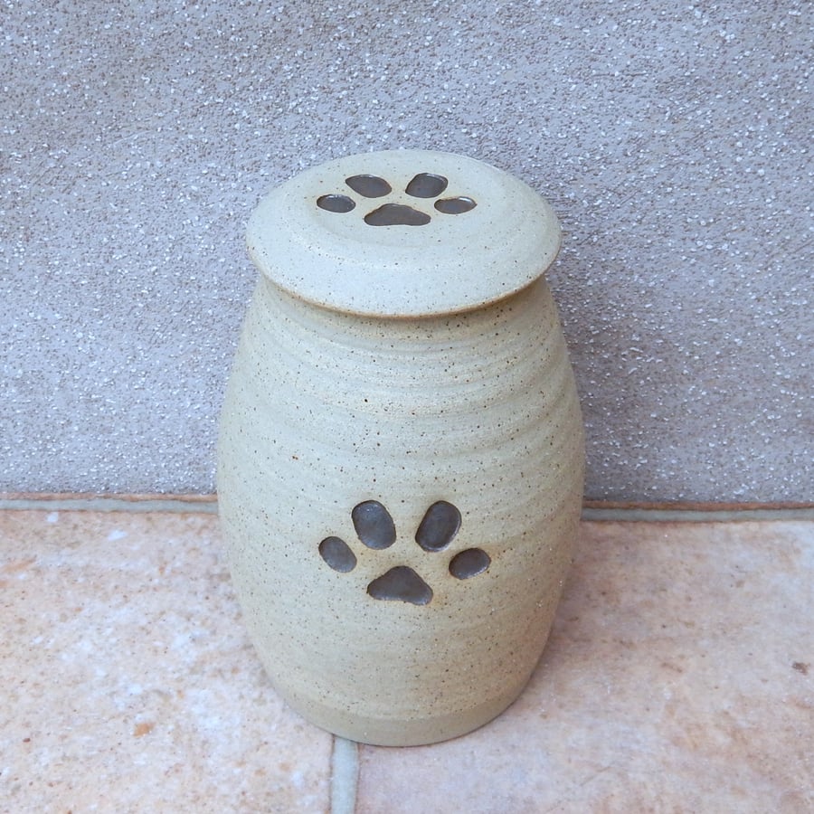 Pet urn cremation ashes hand thrown jar in stoneware pottery ceramic