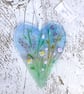 Glass Meadow Heart with Delicate Pink & Purple Flowers - Image 2