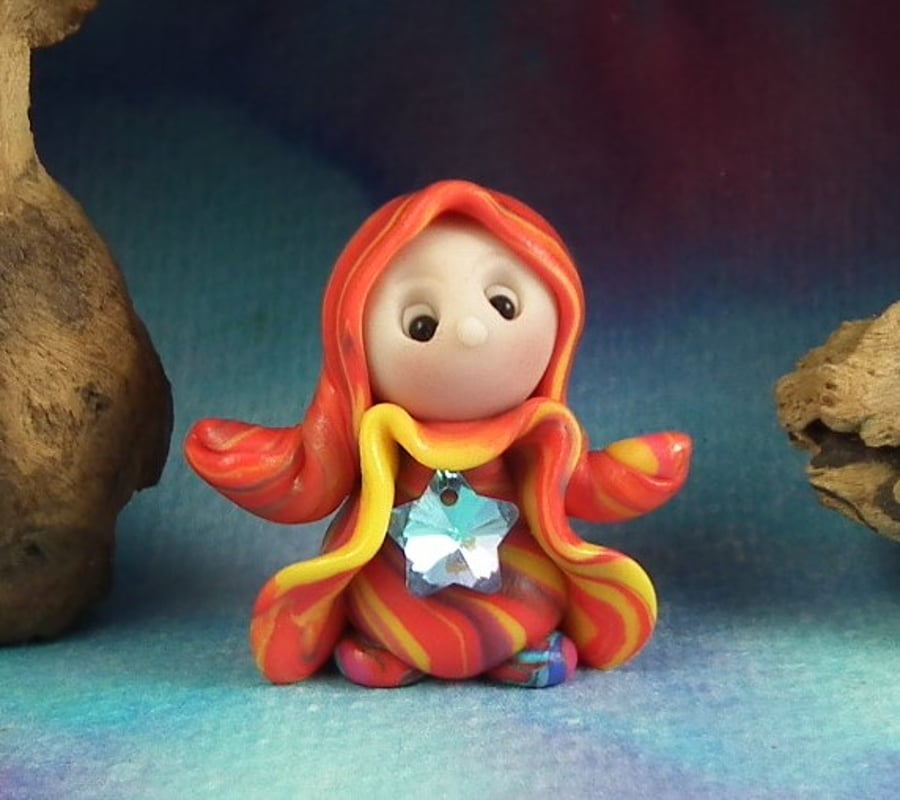 Spring Sale ... Tiny Stargazer Gnome 'Cloey' with star OOAK Sculpt 