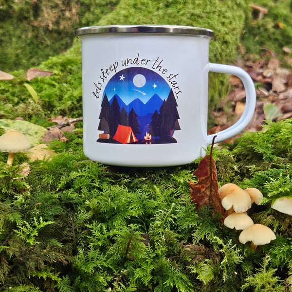 Enamel Hiking mug, Camping mug Hiker Gift