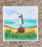 Sea Glass Puffin Desk Art - Handmade Coastal Watercolour Picture - Image 6
