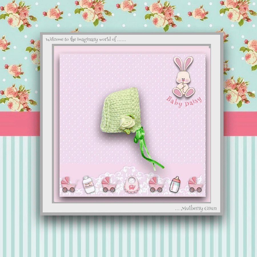 Pale Green Rosebud Bonnet to fit Baby Daisy 