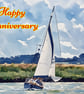 A5 Greeting Card Happy Anniversary Sailing Boat 