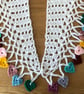 Large Crochet White Wrap Shawl With Multi Coloured Crochet Hearts (R835) - Image 3