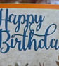 Orange & Navy Floral Happy Birthday Card – Handmade Flower Birthday Card - Image 2