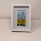 Framed Fused Glass Blue Wildflowers