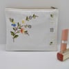 Make up bag with upcycled vintage embroidery 