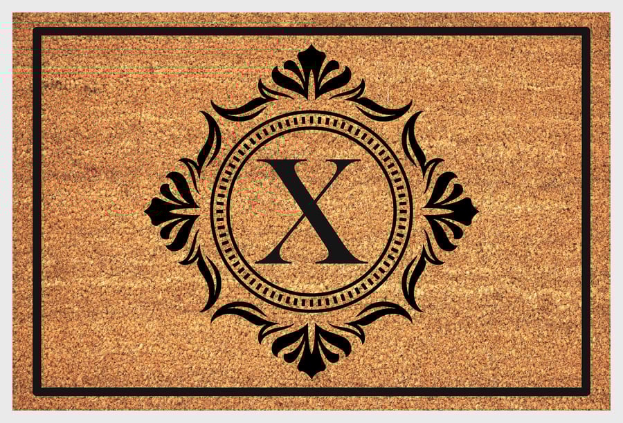 X Letter Door Mat - Monogram Letter X Welcome Mat - 3 Sizes