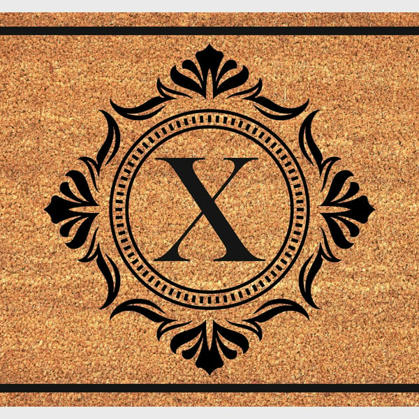 X Letter Door Mat - Monogram Letter X Welcome Mat - 3 Sizes