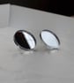 Large Silver Mirror Stud Earrings - Image 5