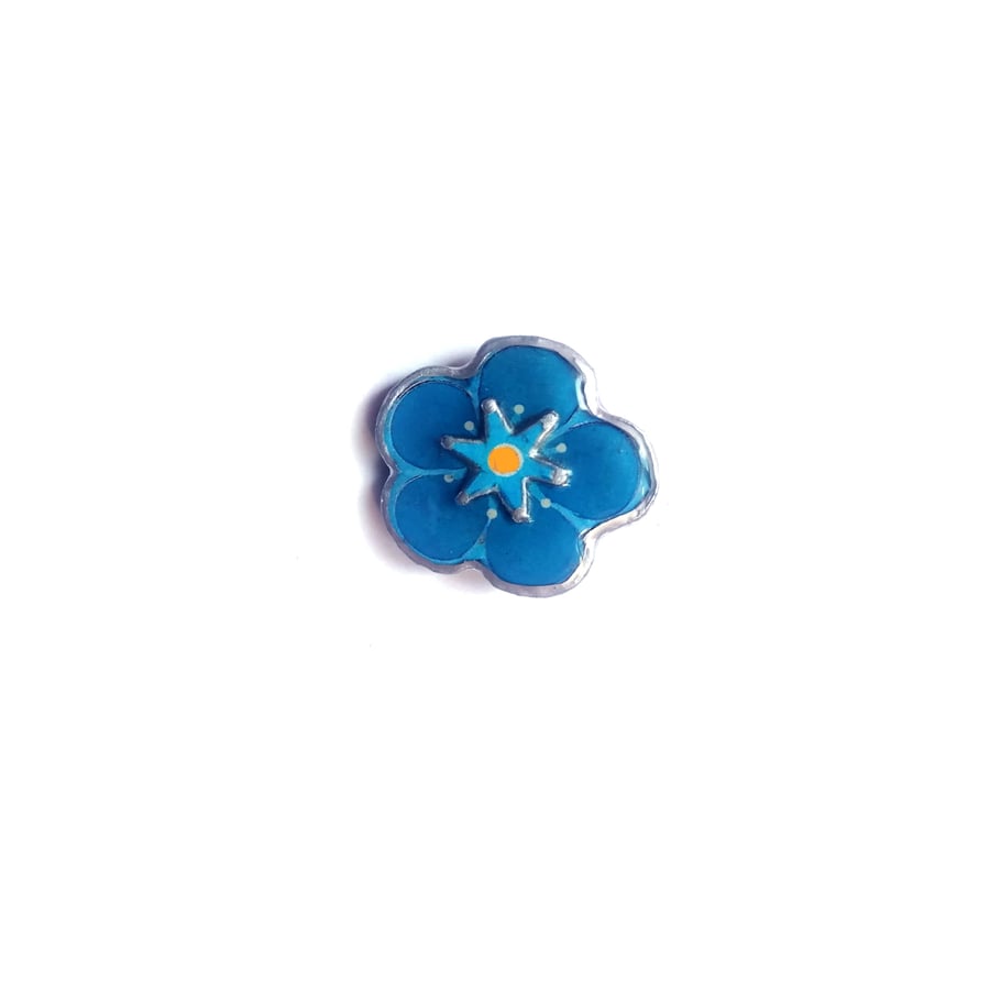 Single Forget Me Knot Blue Flower Power Brooch by EllyMental