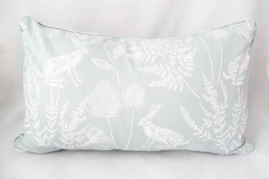 Rectangular cushion in duck egg blue