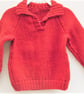 Aran Weight Hand Knitted Childs Jumper with Collar, Gift Ideas for Children - Image 1