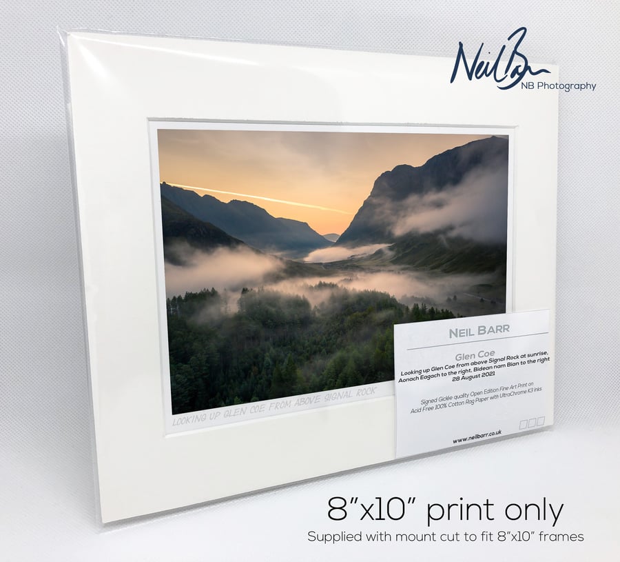 Aonach Eagach Ridge, Bidean nam Bian and Glen Coe - A5 (10"x8") Unframed Print