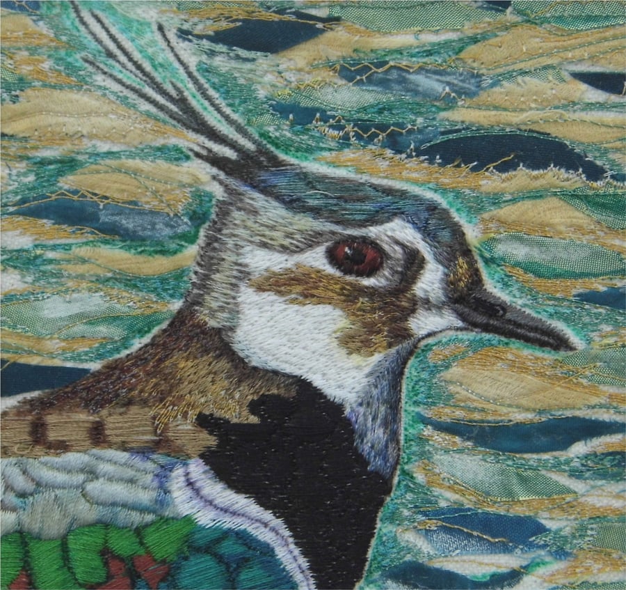 'Lapwing'  Original Embroidery Collage