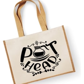 Pot Head -   Large Jute Shopper Bag 