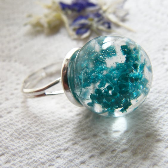 Real Flower Botanical Ring - Gypsophila Baby's Breath