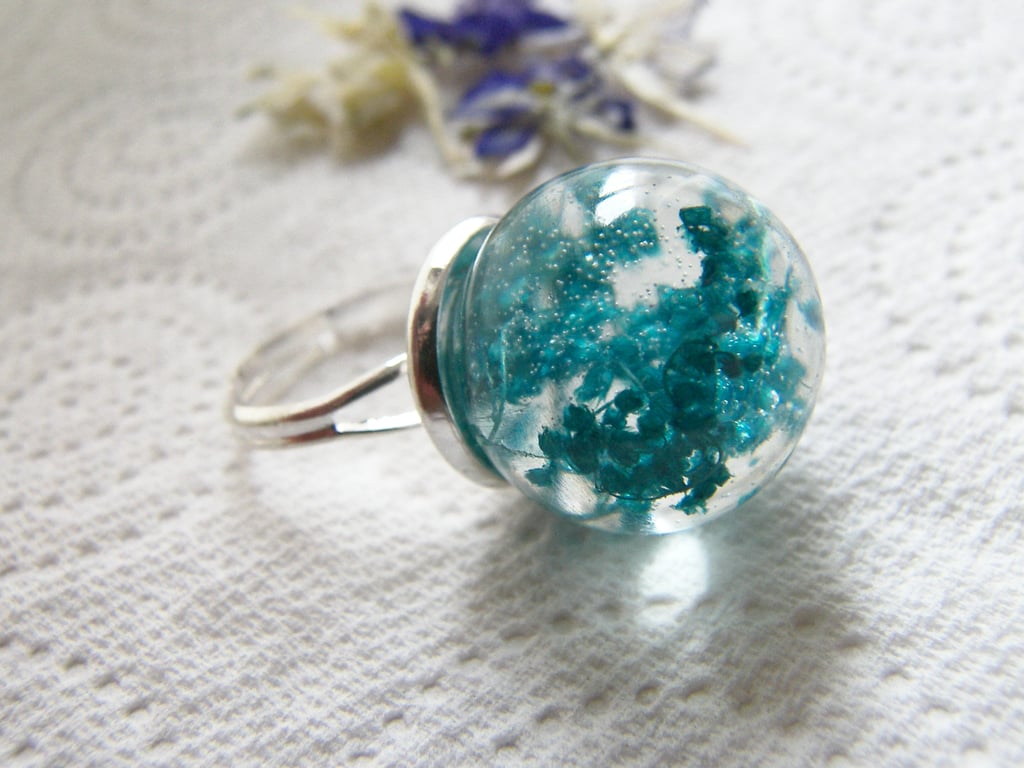 Real Flower Botanical Ring - Gypsophila Baby's Breath