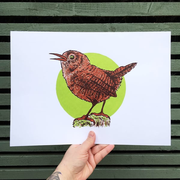 Wren, 4-colour screen print