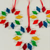 Stunning rainbow fused glass wreath hanging Christmas dec 