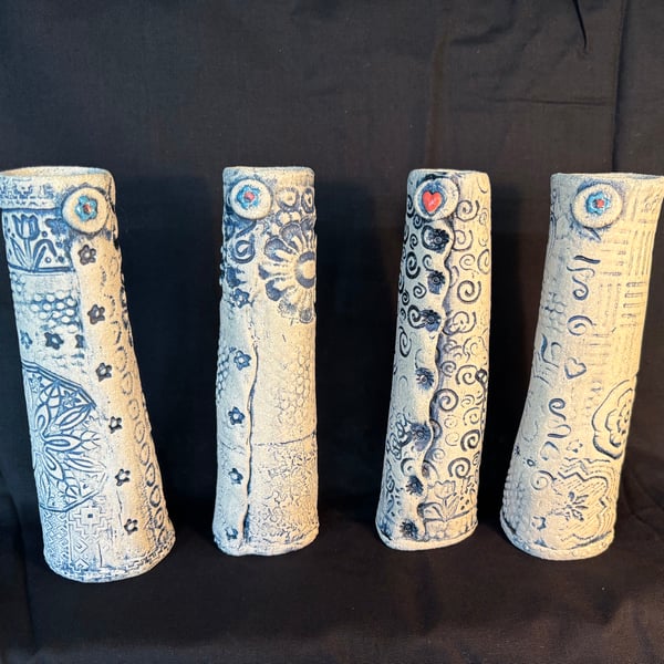 Tall impressed vase